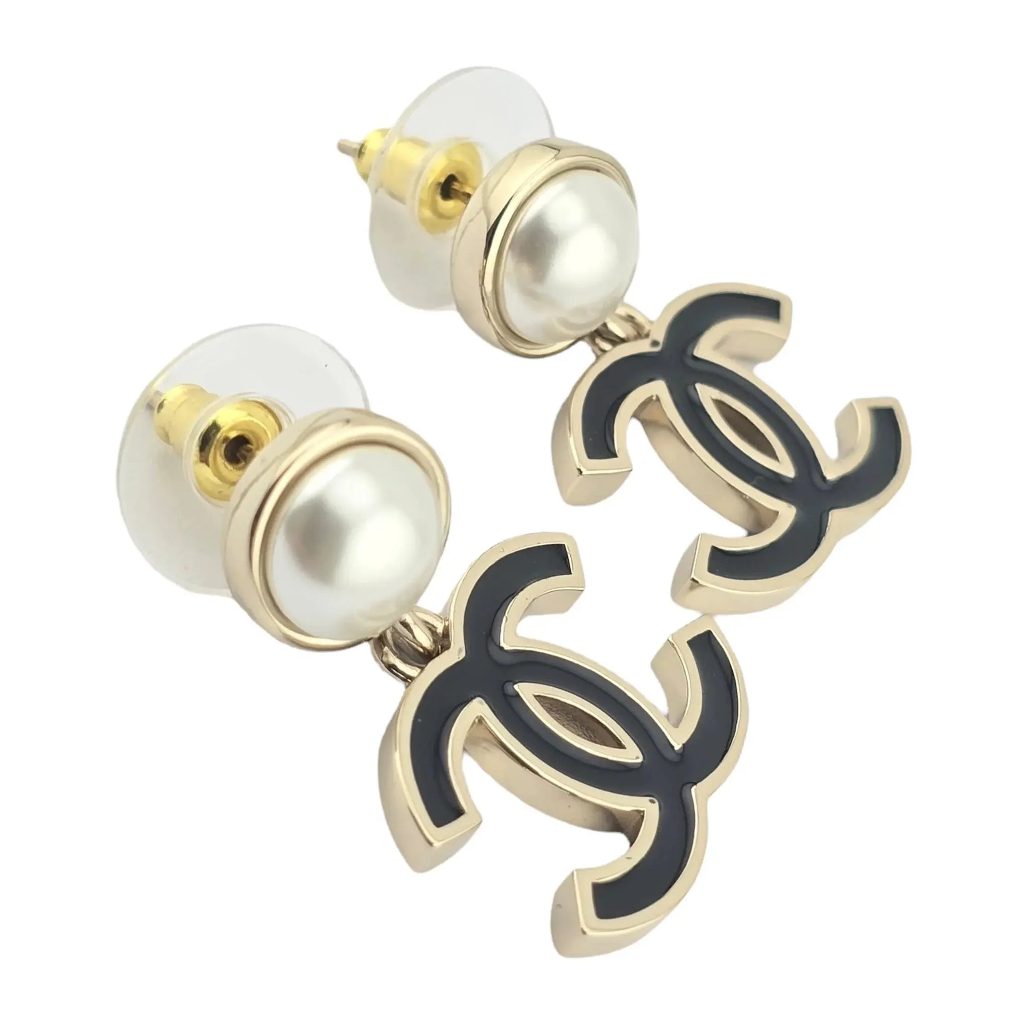 Chanel CC Black Faux Pearl Drop Earrings 2025 CHANEL