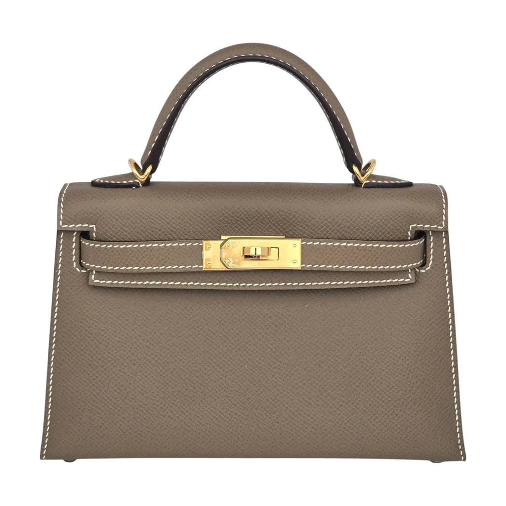 Hermes Mini Kelly II Epsom Etoupe Gold Hardware Bag HERMES