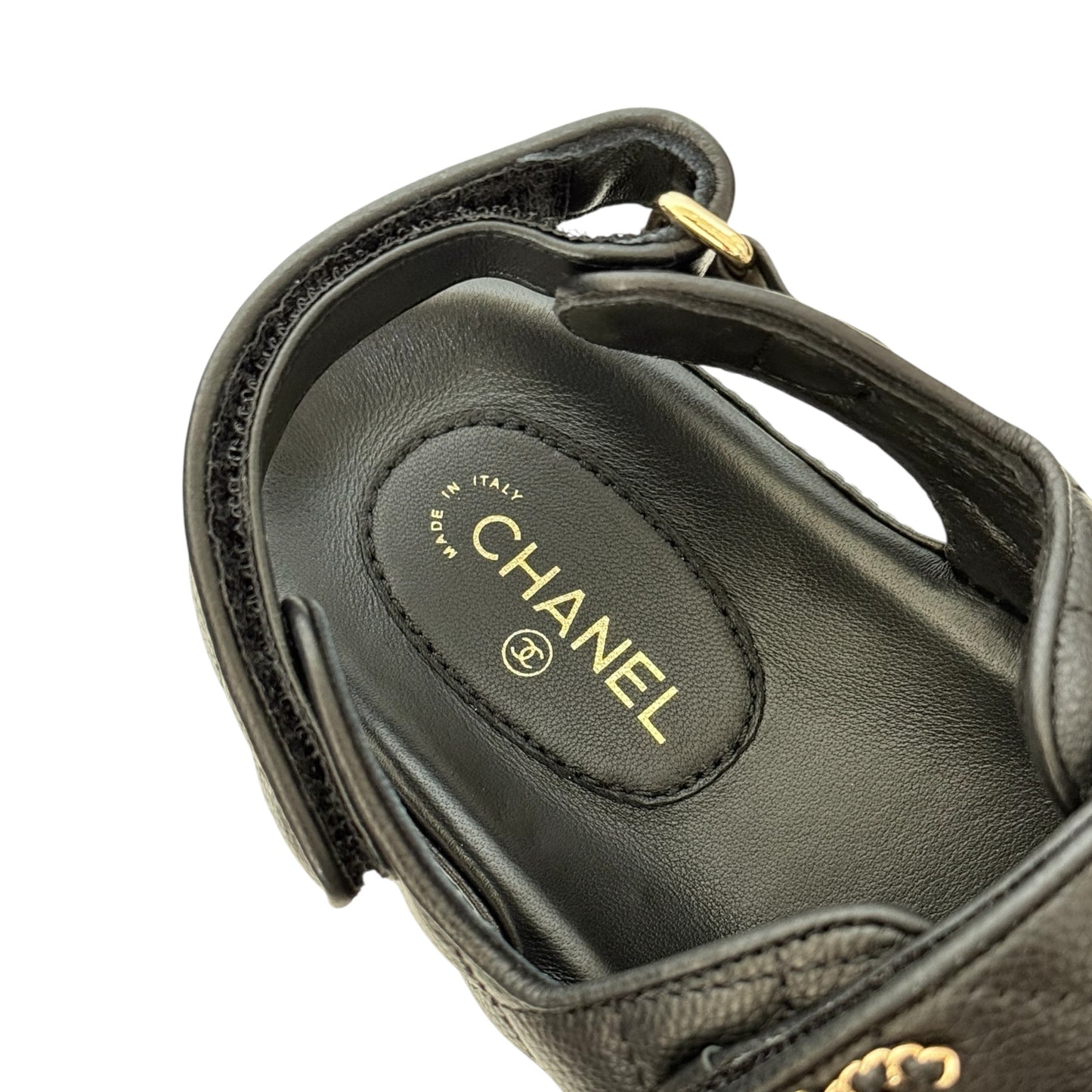 CHANEL CC DAD CAVIAR BLACK DAD SANDALS - 39