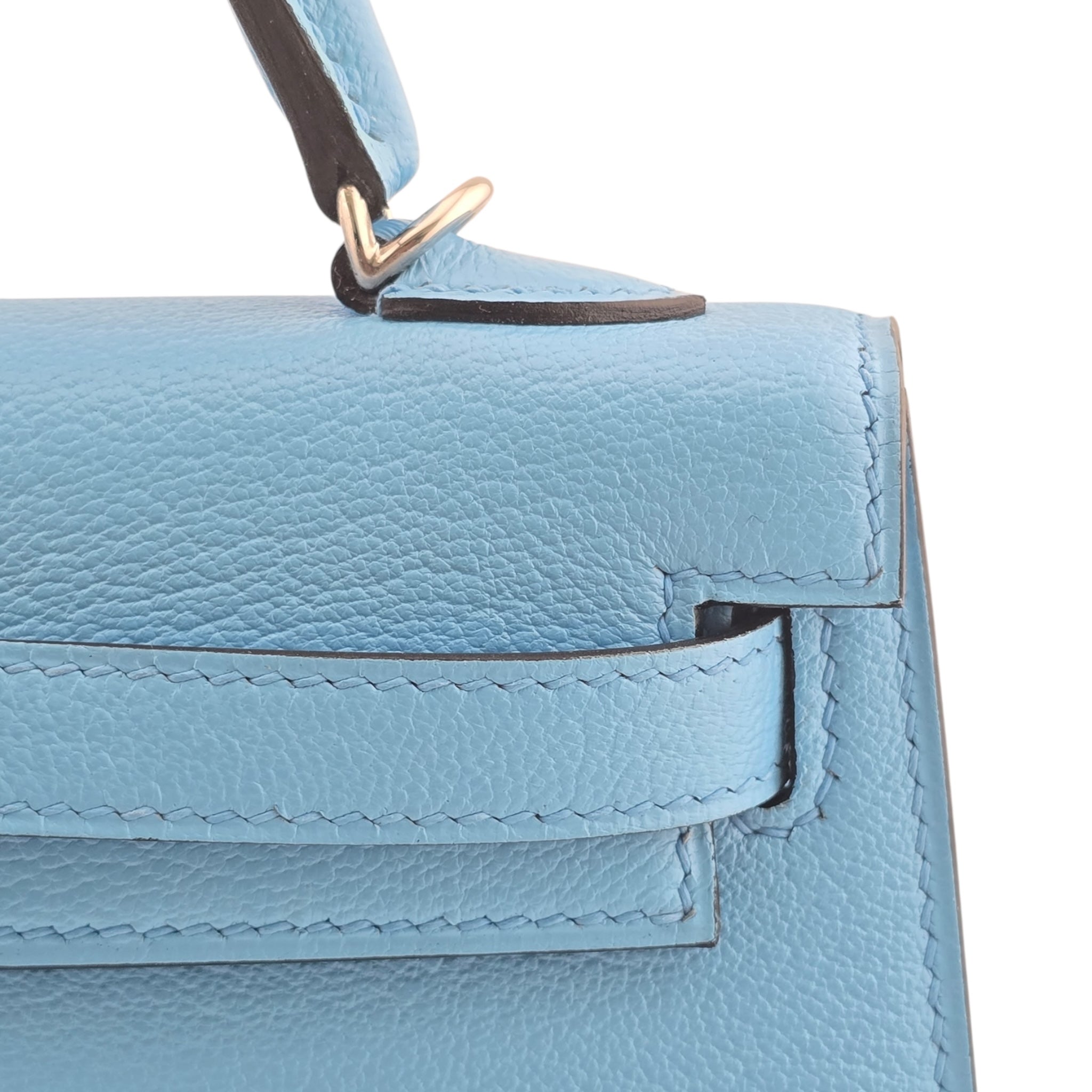 Hermes Mini Kelly II Bleu Celeste Chevre Palladium Hardware Bag
