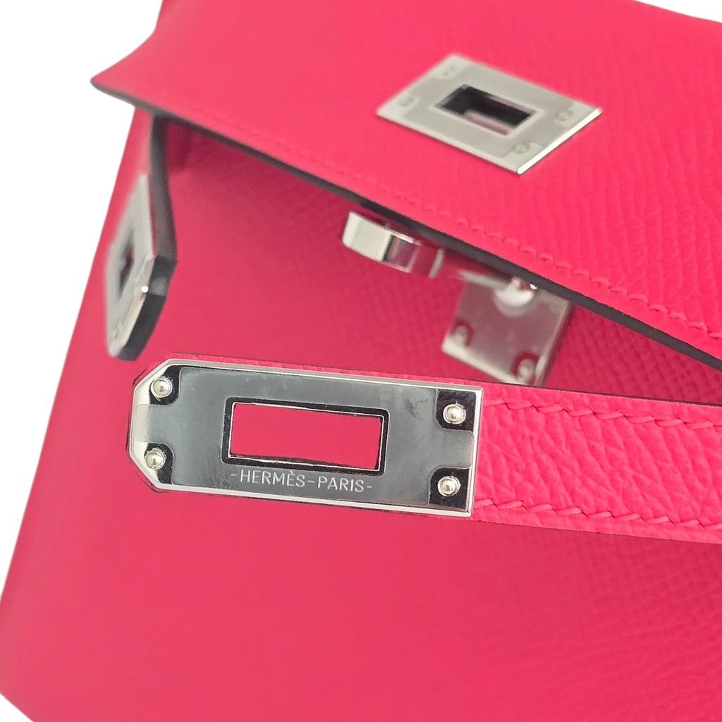 Hermes Mini Kelly II Epsom Rose Extreme Palladium