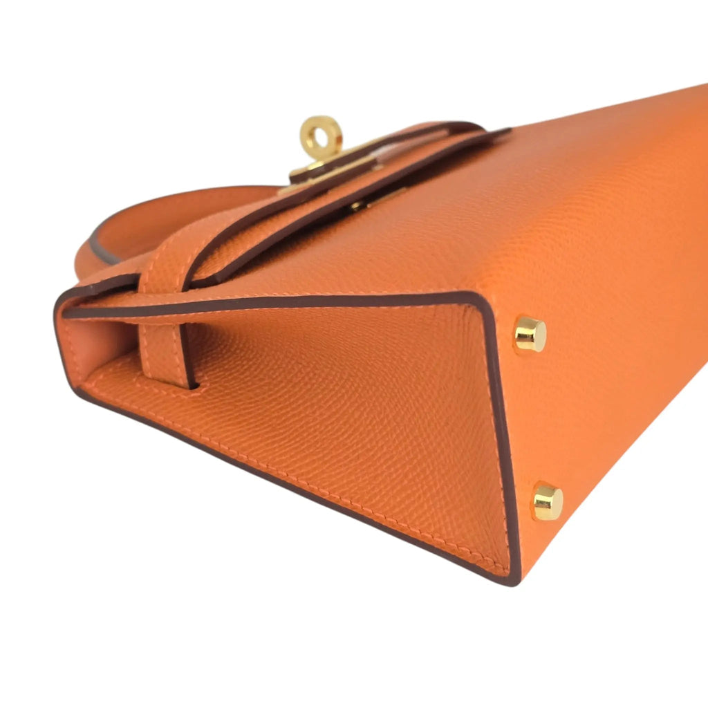 Hermes Mini Kelly II Epsom Orange Gold Hardware Bag HERMES