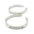 Hermes Athena Large White Silver Earrings