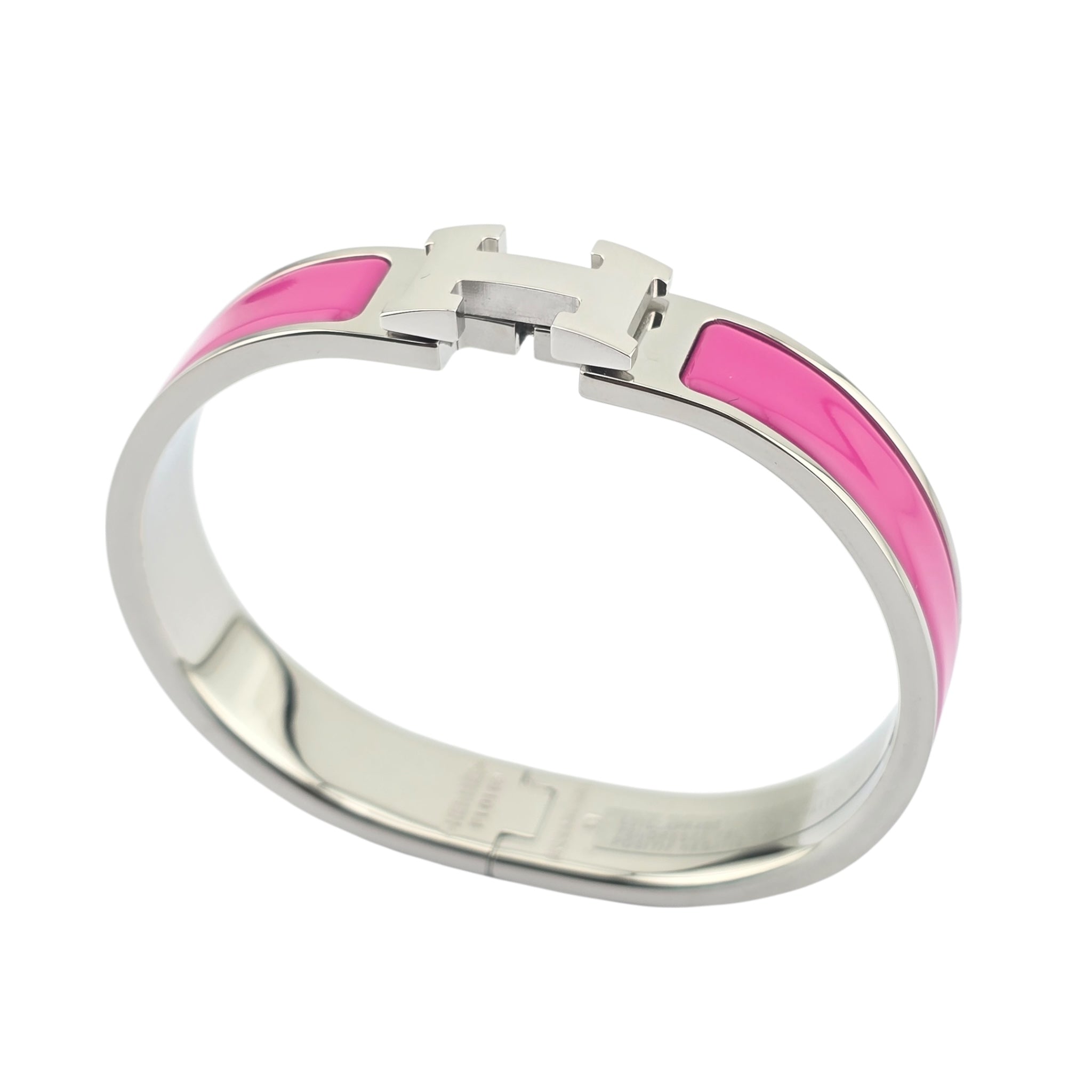 Hermes Clic H Bracelet Rose Azalee Palladium GM