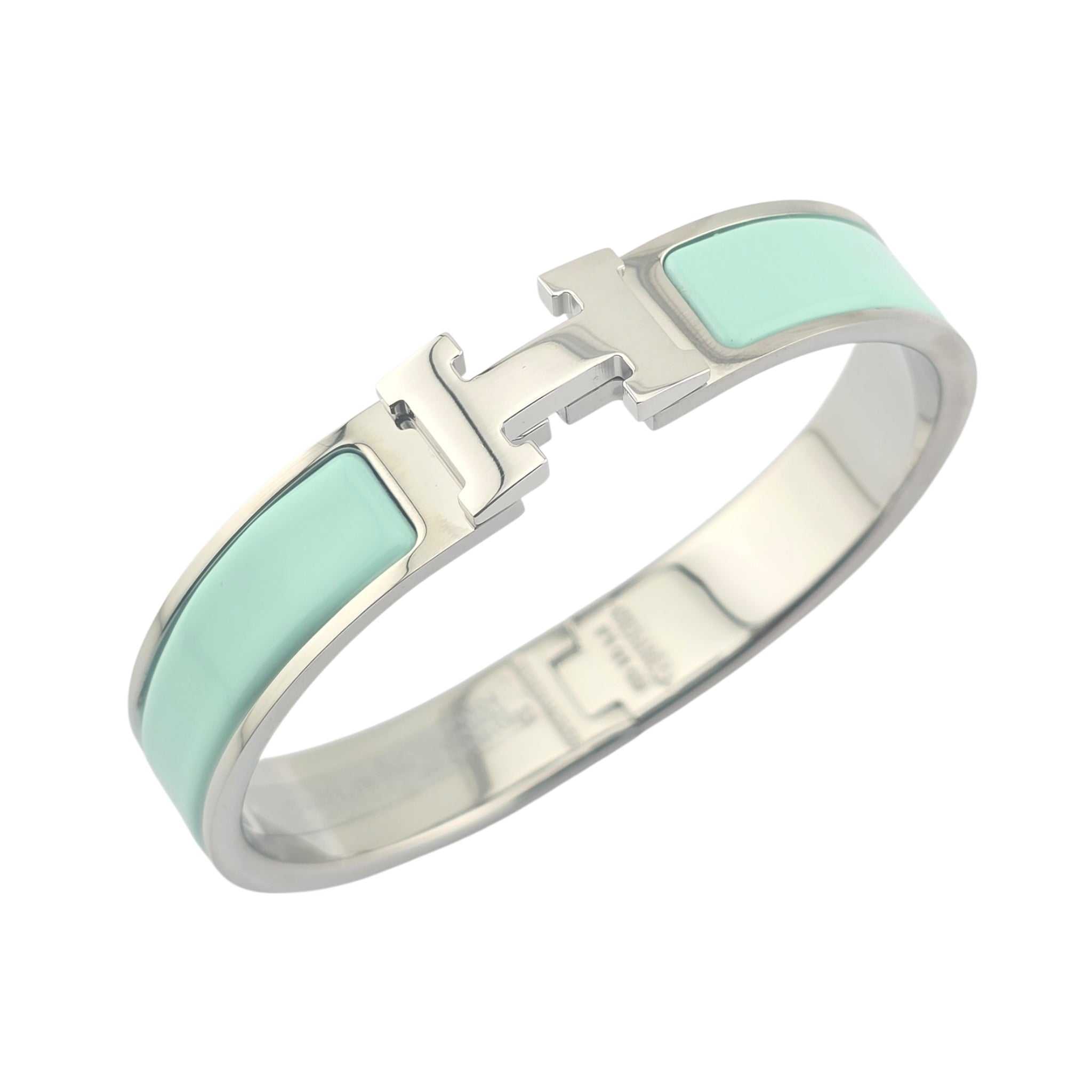 Hermes Clic H Bracelet Enamel Lagon Blue Palladium GM