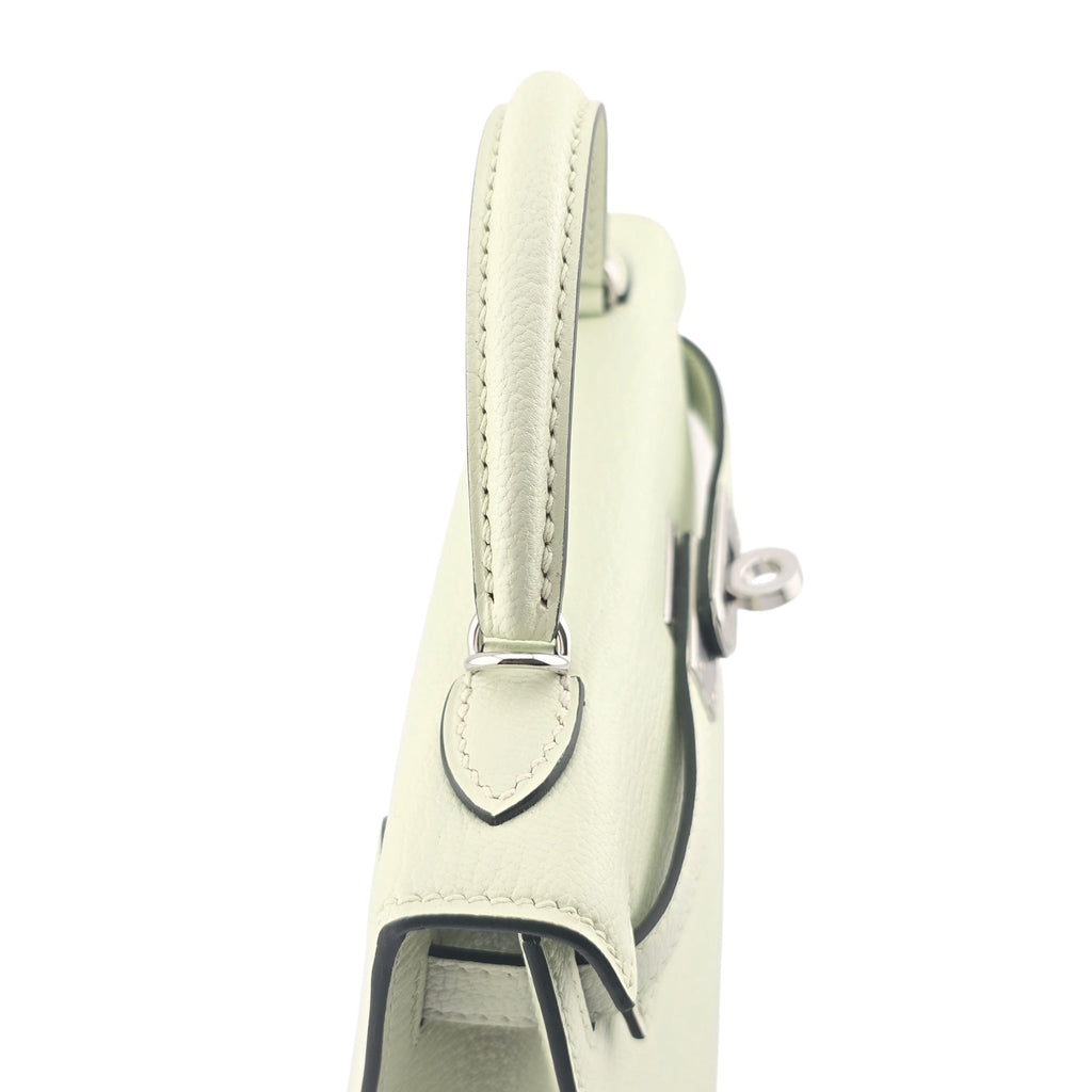 Hermes Mini Kelly II Vert Fizz Chevre Palladium Hardware