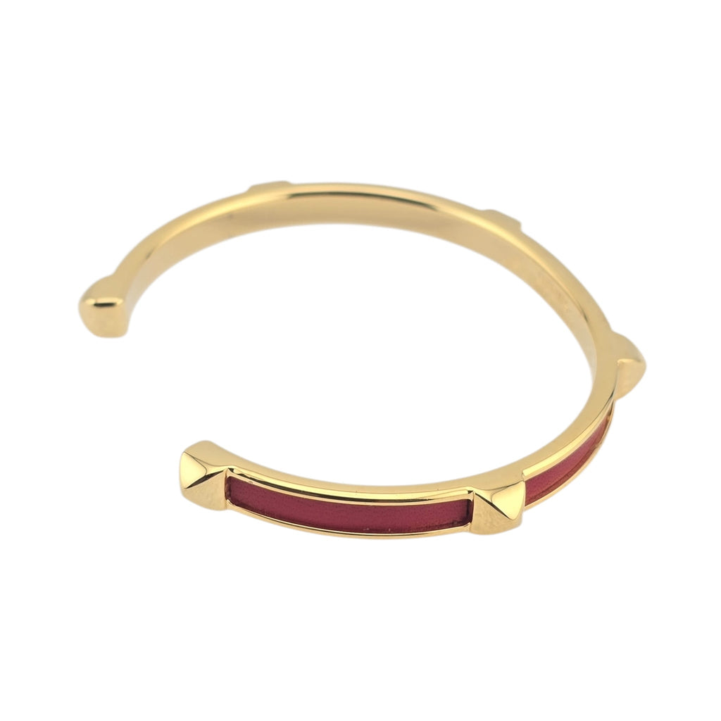 Hermes Athena Red Gold Leather Bracelet HERMES