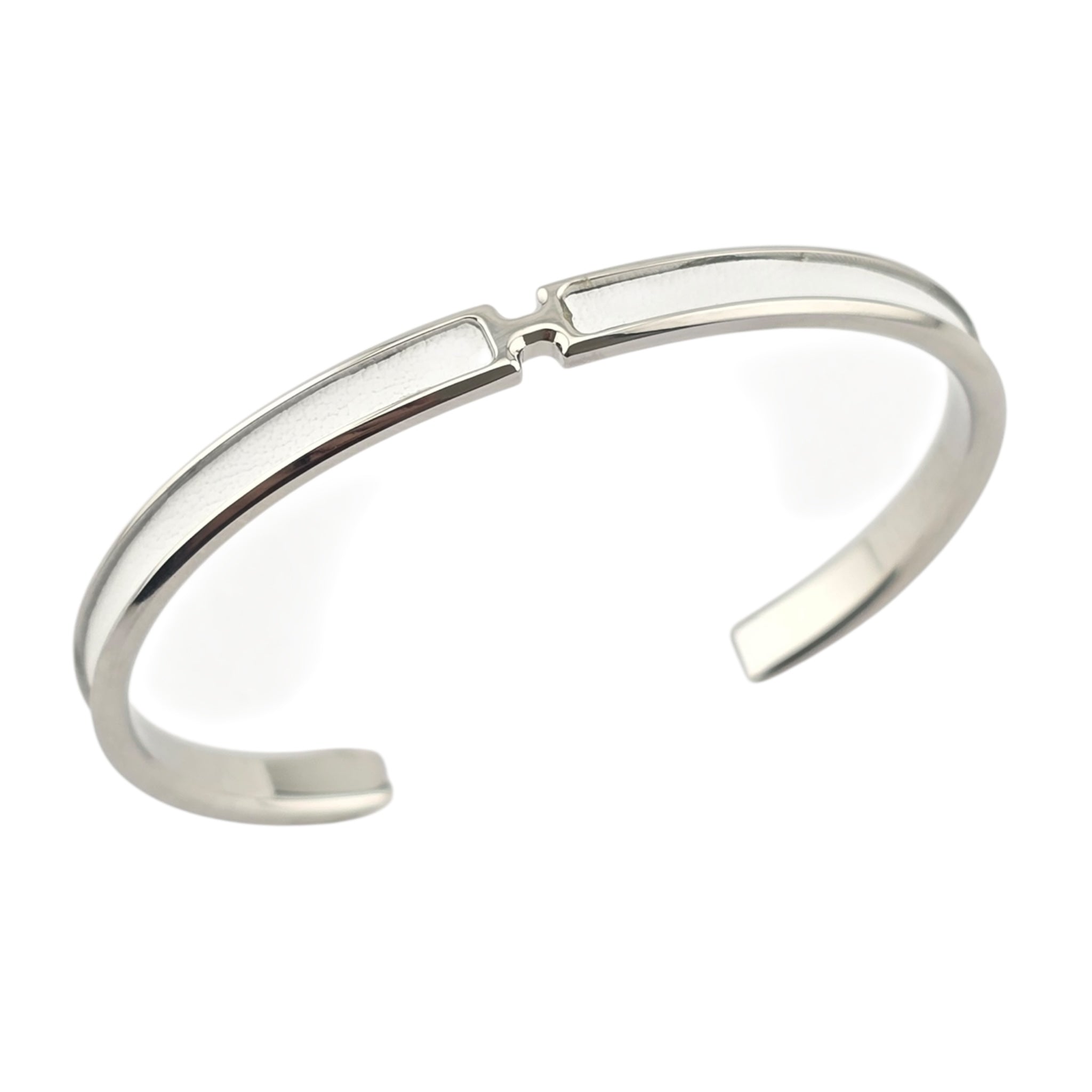 Hermes Olympe Palladium White Leather Bracelet HERMES