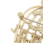 Chanel CC Birdcage Metal Crystal Pearl Gold Brooch CHANEL