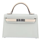 Hermes Chevre Mysore Horseshoe Mini Kelly Sellier 20 Bleu Brume Nata Bag HERMES