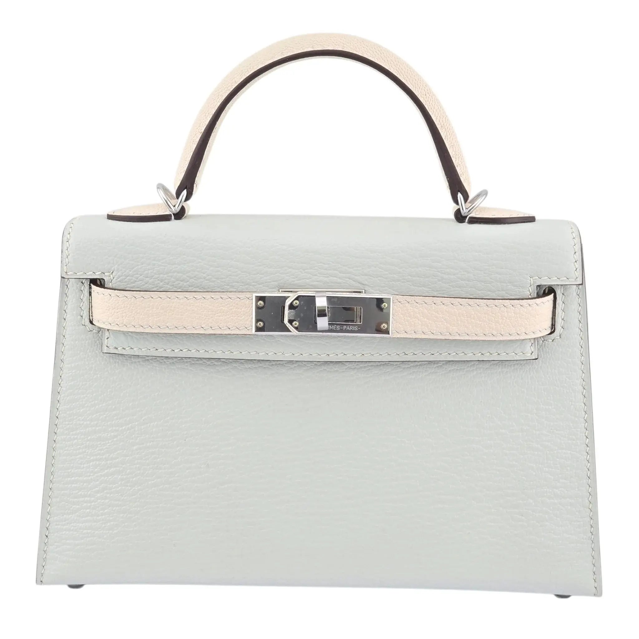 Hermes Chevre Mysore Horseshoe Mini Kelly Sellier 20 Bleu Brume Nata Bag HERMES