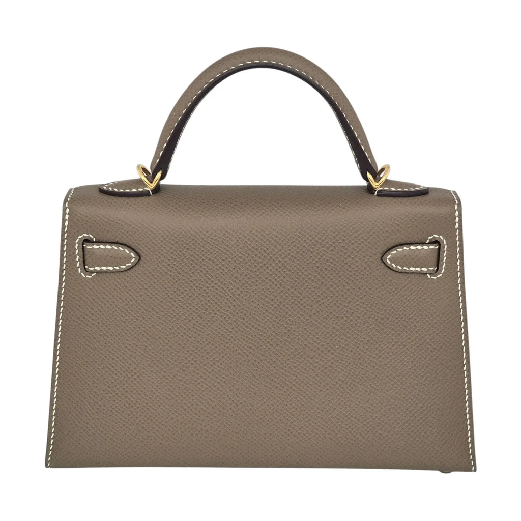 Hermes Mini Kelly II Epsom Etoupe Gold Hardware Bag HERMES