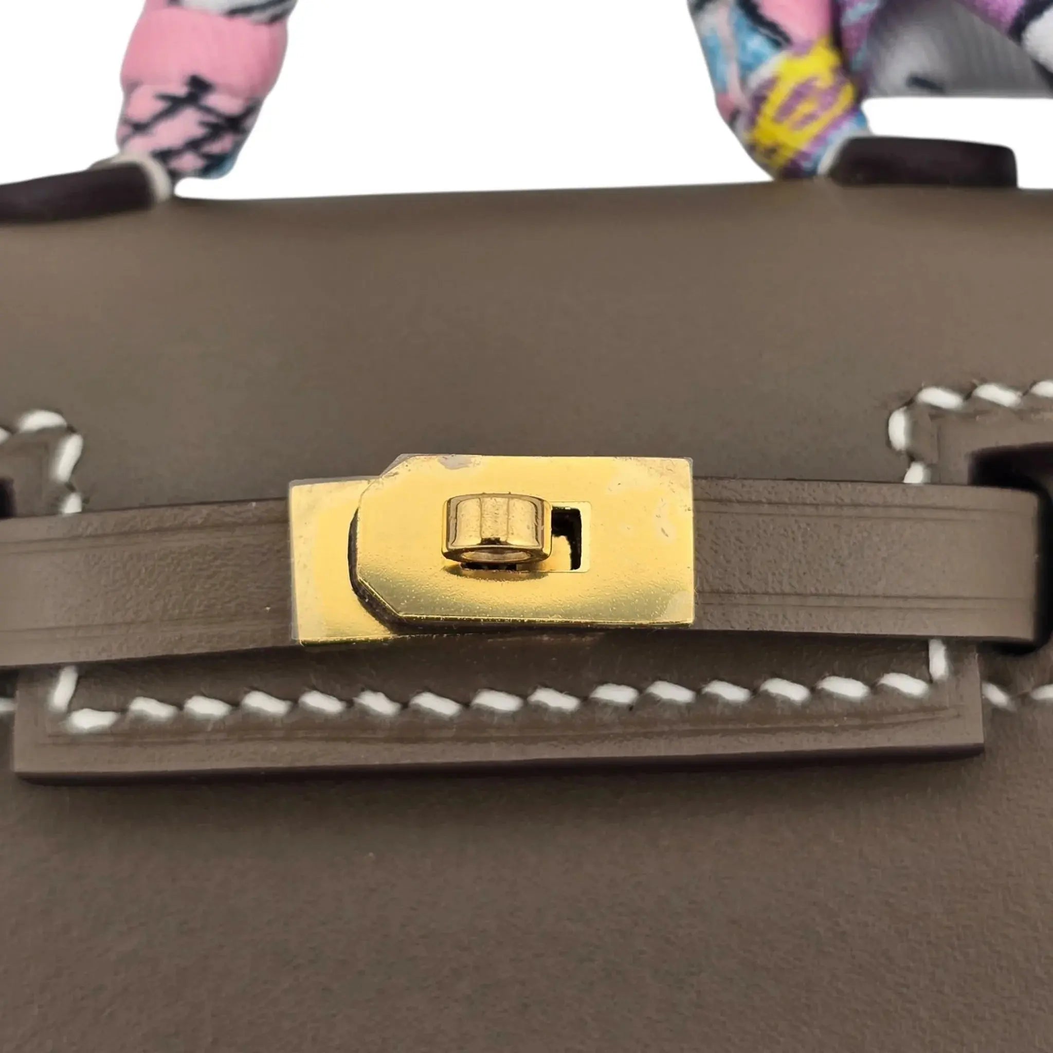 Hermes Etoupe Tadelakt Micro Mini Kelly Twilly Bag Charm Gold Hardware HERMES