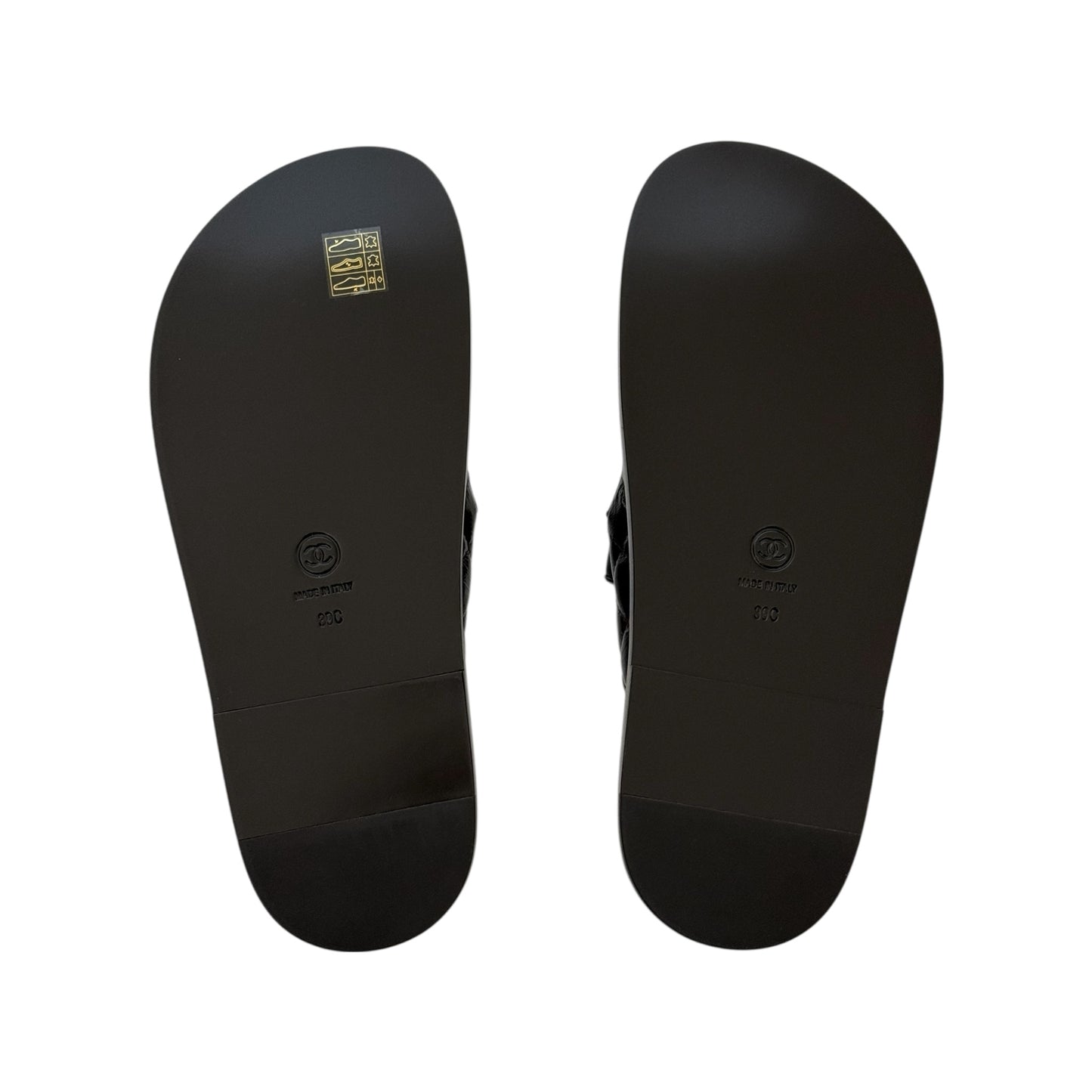 CHANEL CC BLACK LAMBSKIN DAD SANDALS 24P - 39