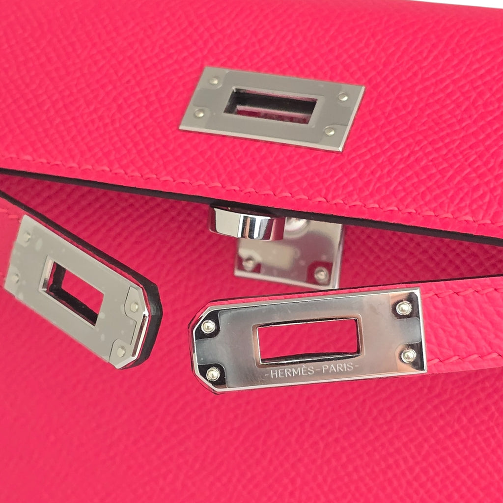 Hermes Mini Kelly II Epsom Rose Extreme Palladium