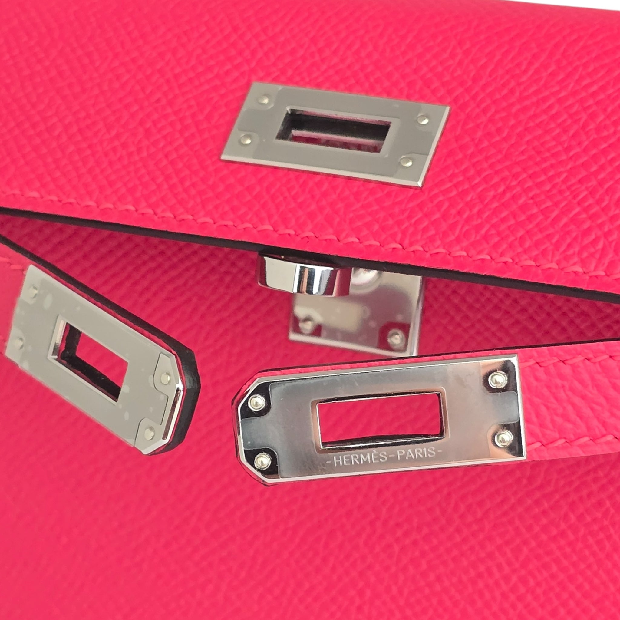 Hermes Mini Kelly II Epsom Rose Extreme Palladium
