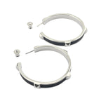 Hermes Athena Large Black Silver Earrings