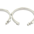 Hermes Athena Large White Silver Earrings