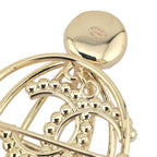 Chanel CC Birdcage Metal Crystal Pearl Gold Brooch CHANEL