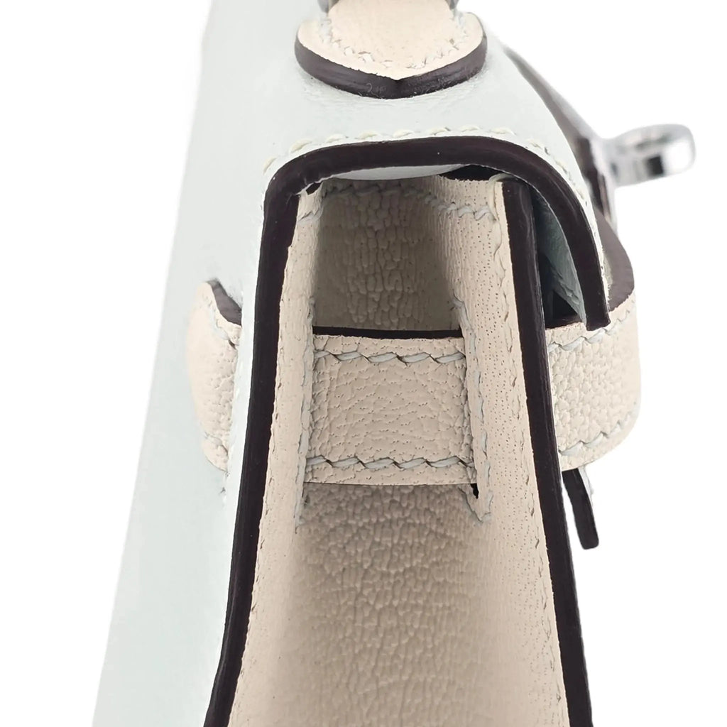 Hermes Chevre Mysore Horseshoe Mini Kelly Sellier 20 Bleu Brume Nata Bag HERMES