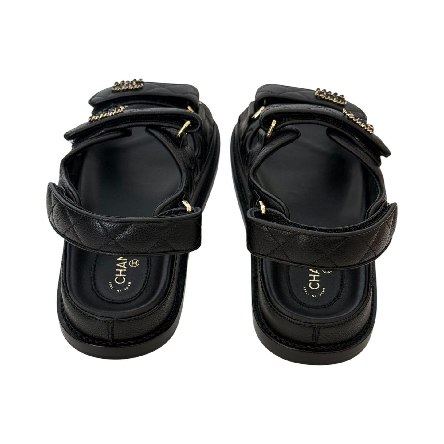 CHANEL CC DAD CAVIAR BLACK DAD SANDALS - 39