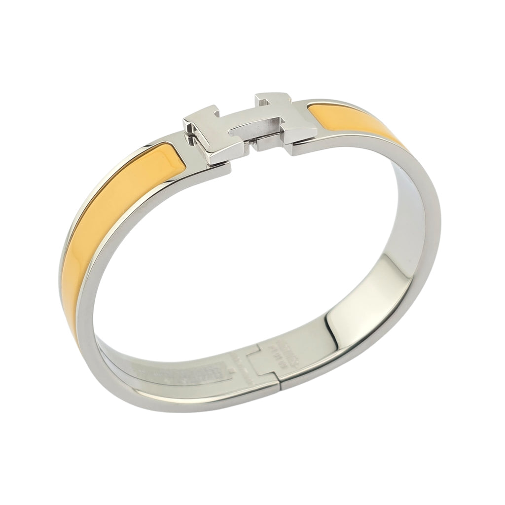 Hermes Clic H Bracelet Mimosa Yellow Palladium GM