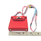 Hermes Tadelakt Mini Kelly Twilly Bag Charm Rouge HERMES