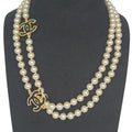 Chanel Black CC Pendant Long Faux Pearl Necklace B24 CHANEL