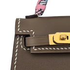 Hermes Etoupe Tadelakt Micro Mini Kelly Twilly Bag Charm Gold Hardware HERMES