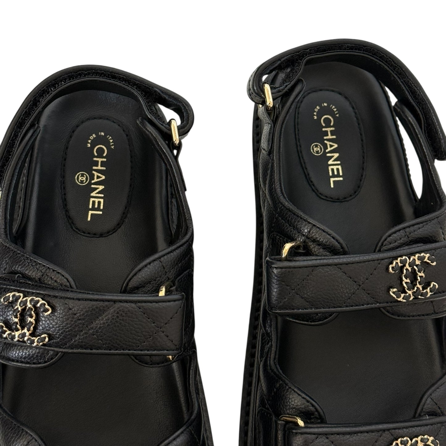 CHANEL CC DAD CAVIAR BLACK DAD SANDALS - 39