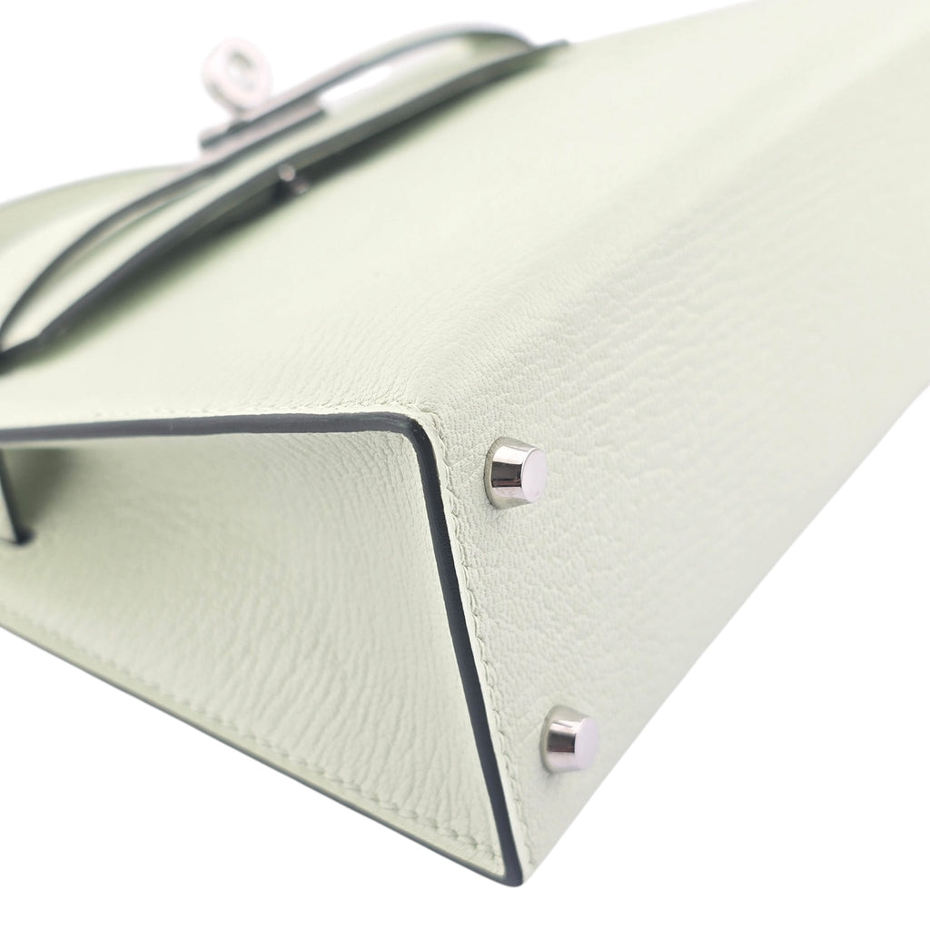 Hermes Mini Kelly II Vert Fizz Chevre Palladium Hardware