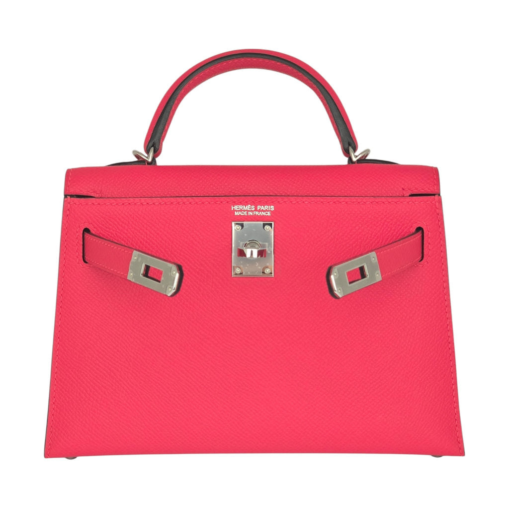Hermes Mini Kelly II Epsom Rose Extreme Palladium