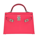 Hermes Mini Kelly II Epsom Rose Extreme Palladium