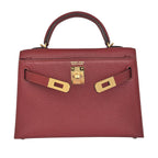 Hermes Mini Kelly II Sellier Rouge H Chèvre Gold
