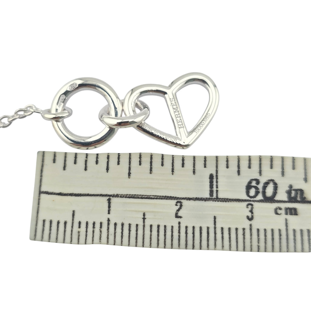 Hermes Cache-Cœur Amulette Pendant Sterling Silver Necklace