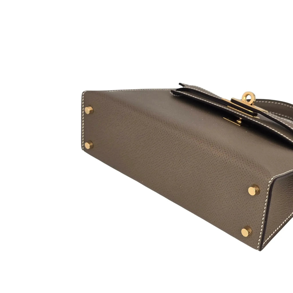 Hermes Mini Kelly II Epsom Etoupe Gold Hardware Bag HERMES