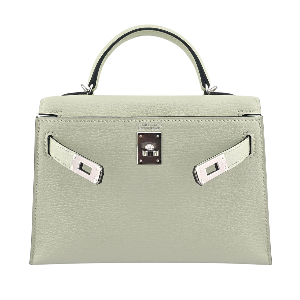 Hermes Mini Kelly II Vert Fizz Chevre Palladium Hardware