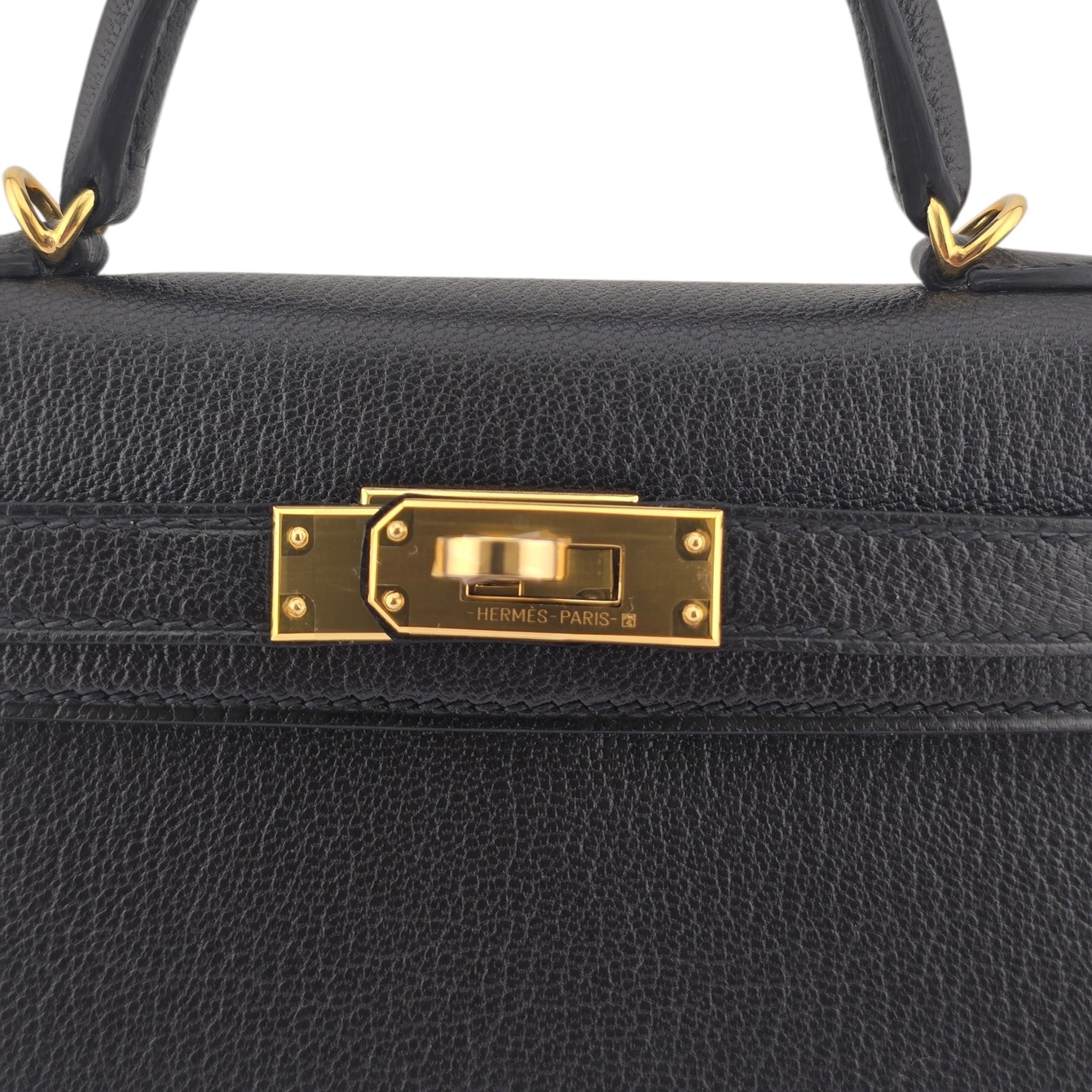Hermes Mini Kelly II Chèvre Noir Gold Hardware HERMES