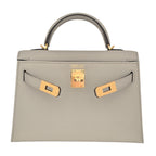 Hermes Mini Kelly II Epsom Bleu Glacier Gold Hardware HERMES