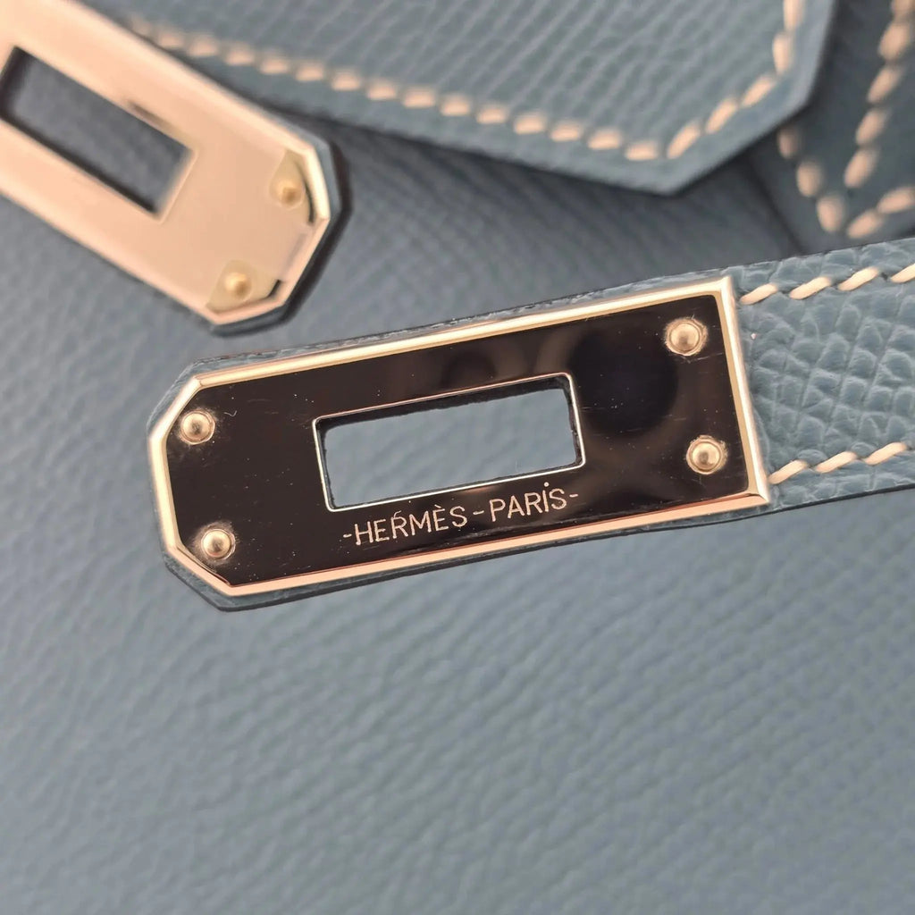 Hermes Birkin 25 Bleu Jean Epsom PHW Bag HERMES
