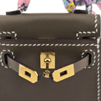 Hermes Etoupe Tadelakt Micro Mini Kelly Twilly Bag Charm Gold Hardware HERMES