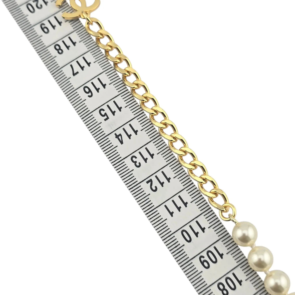 Chanel Black CC Pendant Long Faux Pearl Necklace B24 CHANEL