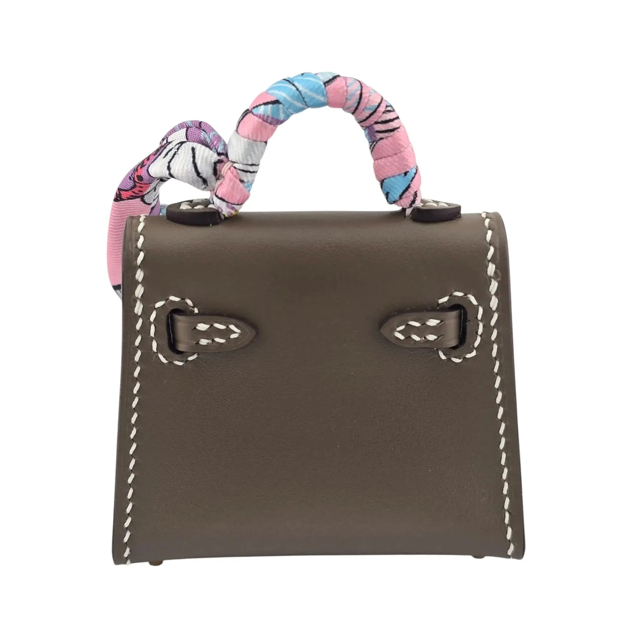 Hermes Etoupe Tadelakt Micro Mini Kelly Twilly Bag Charm Gold Hardware HERMES