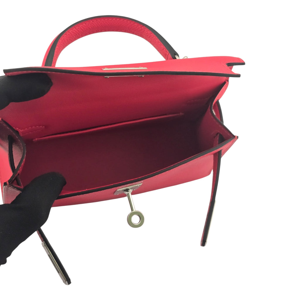 Hermes Mini Kelly II Epsom Rose Extreme Palladium