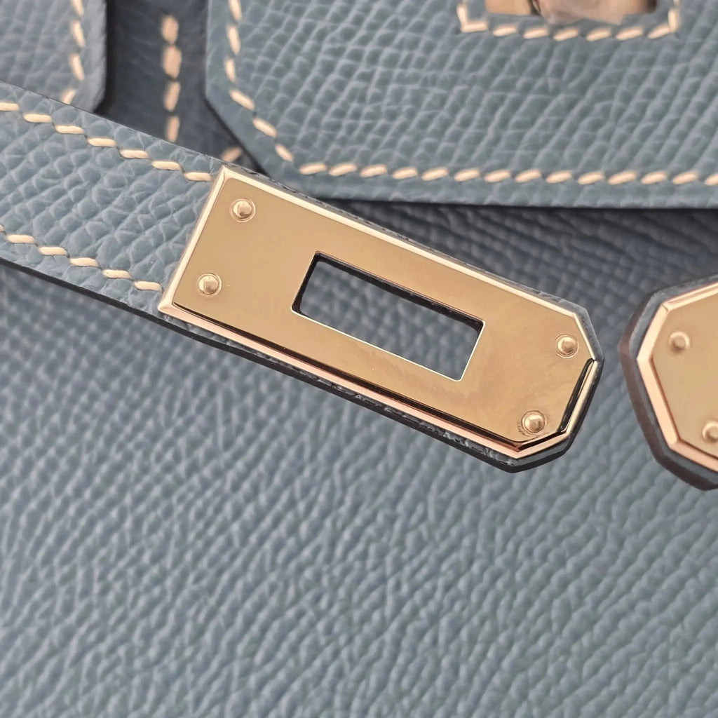 Hermes Birkin 25 Bleu Jean Epsom PHW Bag HERMES