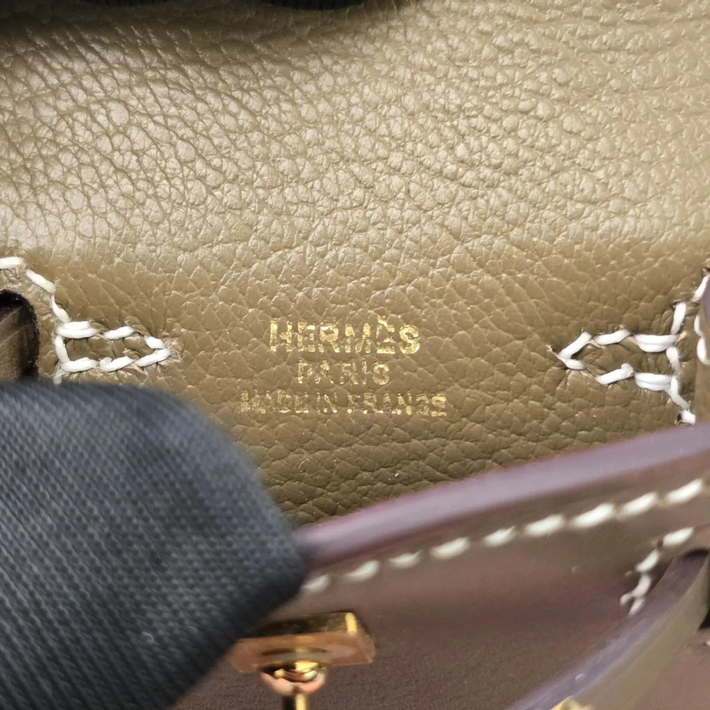 Hermes Etoupe Tadelakt Micro Mini Kelly Twilly Bag Charm Gold Hardware HERMES