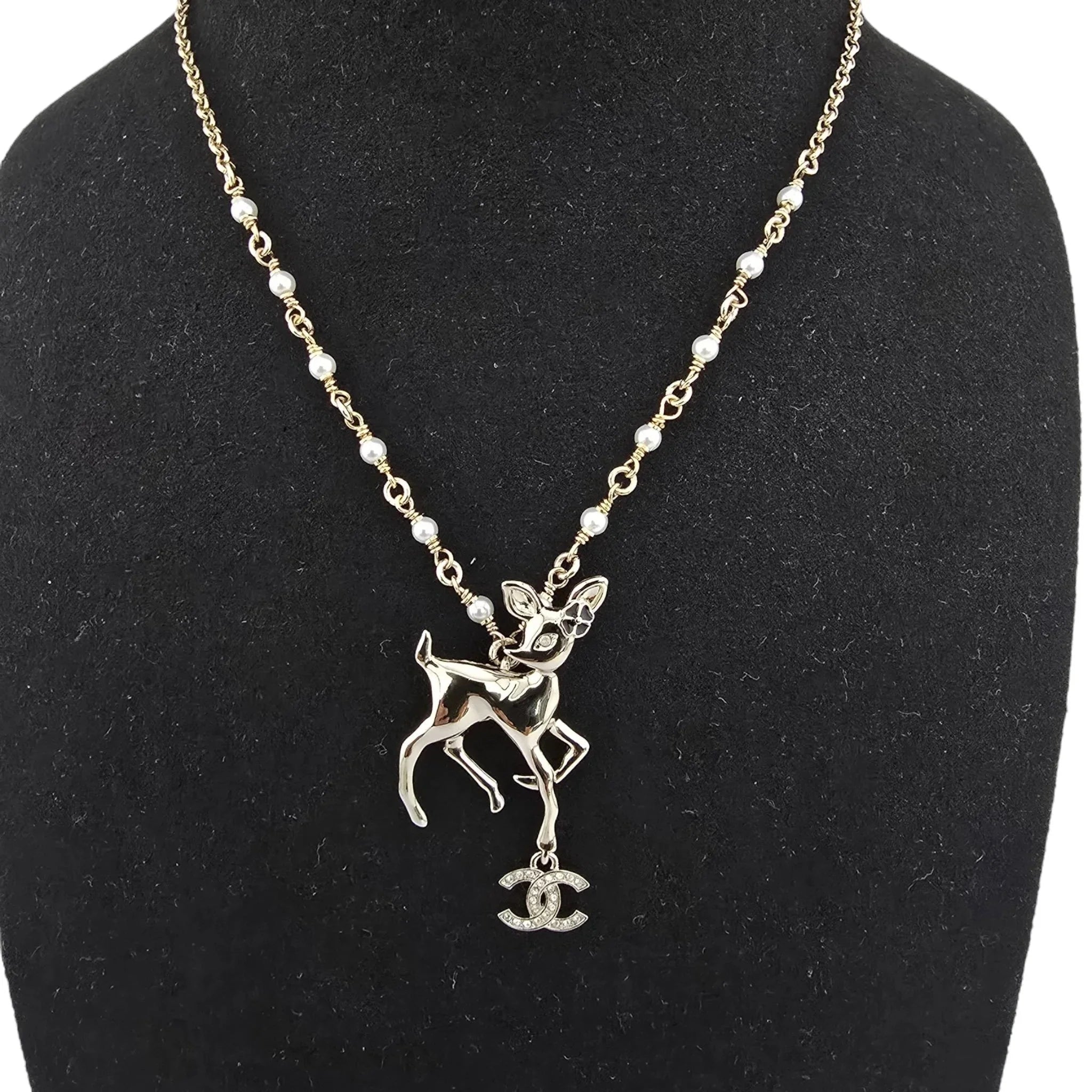 Chanel CC Deer Pendant Gold Necklace 2025 CHANEL