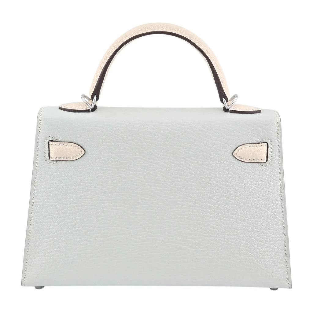 Hermes Chevre Mysore Horseshoe Mini Kelly Sellier 20 Bleu Brume Nata Bag HERMES