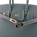 Hermes Birkin 25 Bleu Jean Epsom PHW Bag HERMES