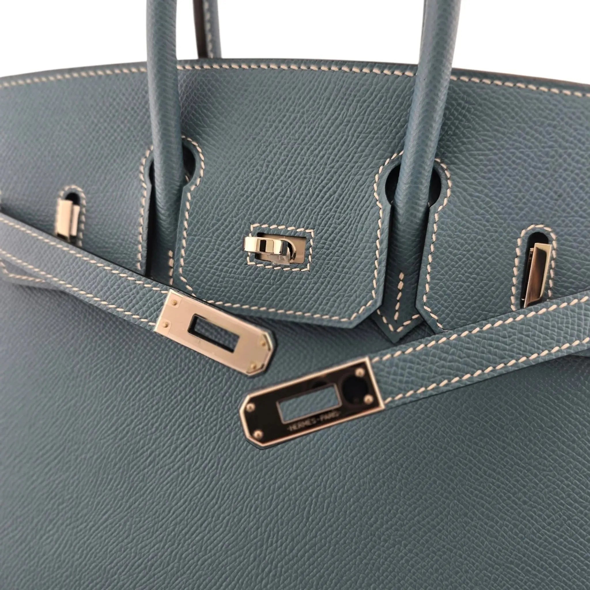 Hermes Birkin 25 Bleu Jean Epsom PHW Bag HERMES